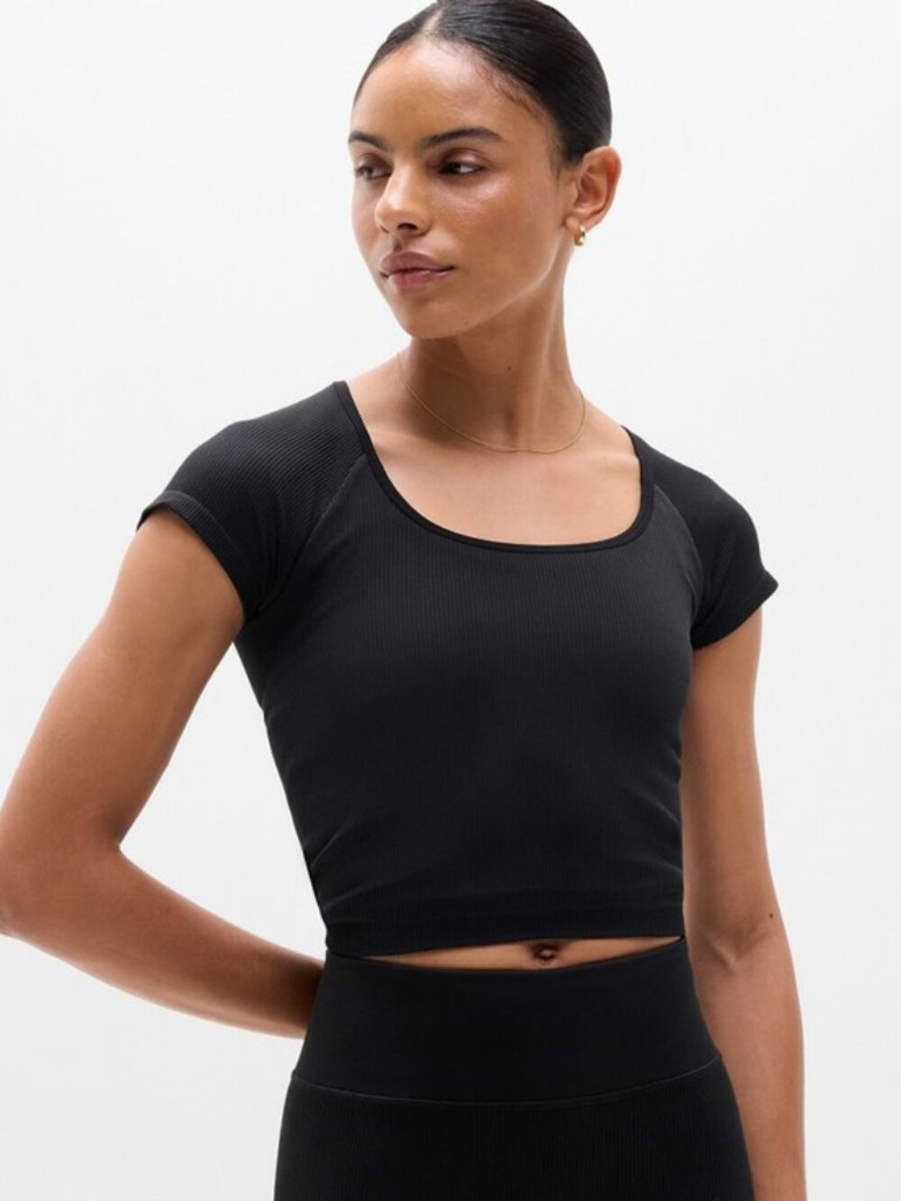 ATHLETA - Recharge Seamless Open Back Ribbed Tee Double-layered seamless fabric
